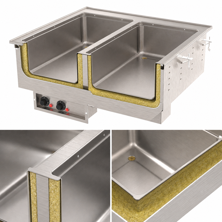 Product image #3 for Vollrath Two-Well Drop-In Electric Hot Food Well with Marine-Grade 316 Stainless Steel Wells, 208V