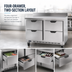 Thumbnail image #3 for Beverage-Air WTRD48AHC-4 48-Inch Two-Section Worktop Refrigerator with 4 Drawers