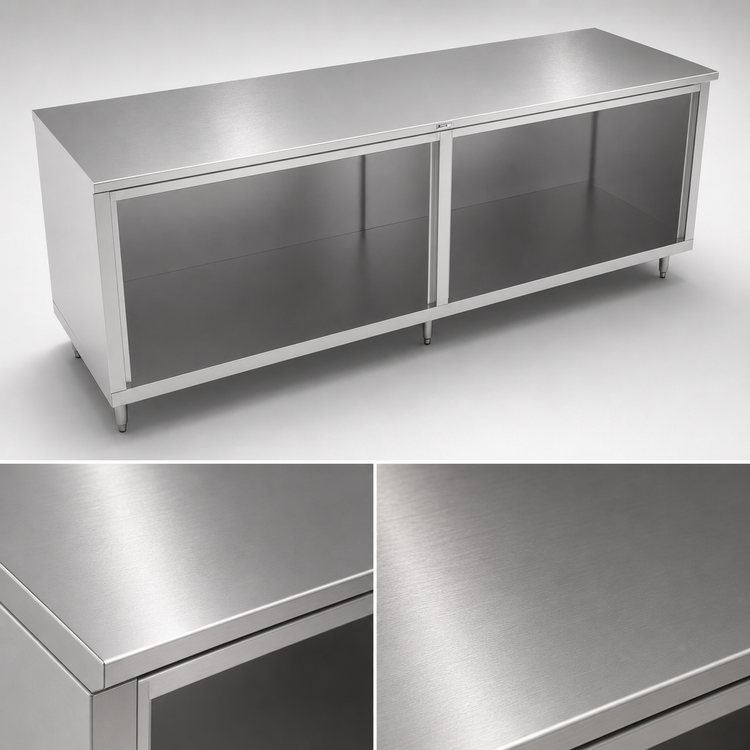 Product image #3 for John Boos 108-Inch x 24-Inch Stainless Steel Work Table with Open Front Cabinet Base