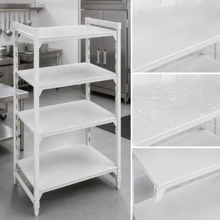 Product image #4 for Cambro Camshelving Premium 24 x 36 x 84 Inch 4-Shelf Solid Stationary Starter Polymer Shelving Unit