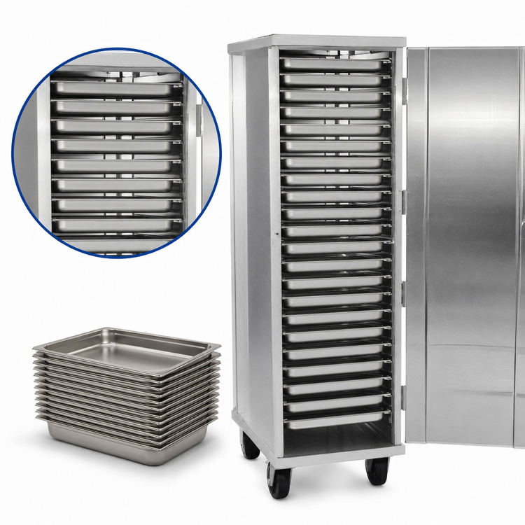 Product image #3 for Eagle Group Lifetime Series Heavy-Duty Enclosed Aluminum Pan Rack with Casters, 38-Pan Capacity, 18 x 26 Inch Slides