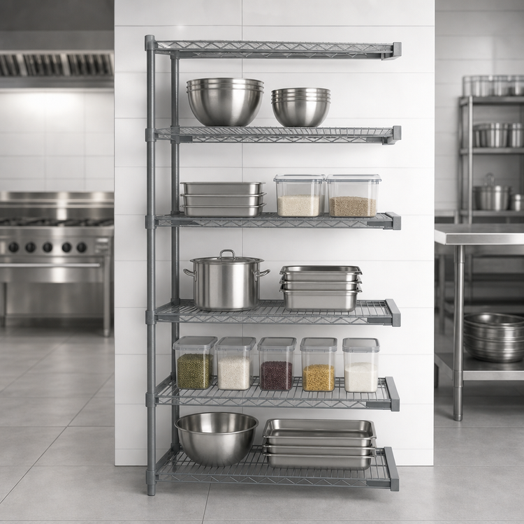 Product image #3 for Eagle Valu-Master 5-Tier Add-On Wire Shelving Unit, 30W x 18D x 74H, Pewter Gray Epoxy