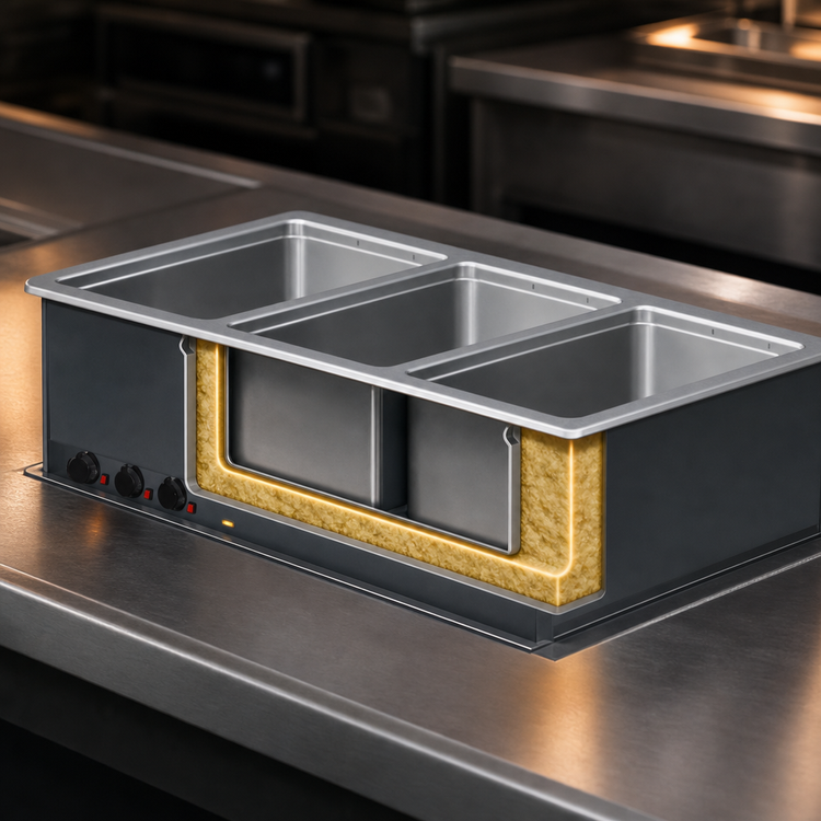 Product image #3 for Vollrath Three-Well Electric Hot Food Drop-In for 3 Full-Size Pans, Auto-Fill, 625W Per Well, 120V