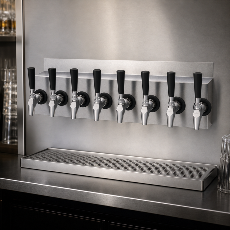 Product image #3 for Krowne 24 Inch Wall-Mount Glycol-Cooled 8-Faucet Beer Tower with Drip Tray, Brushed Stainless Steel
