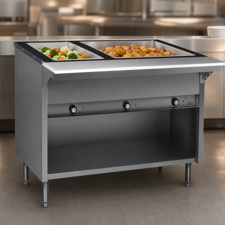 Product image #3 for Eagle Group Spec-Master 33-Inch Electric Hot Food Table with (2) 12" x 20" Wet/Dry Wells, Sliding Doors, 208V