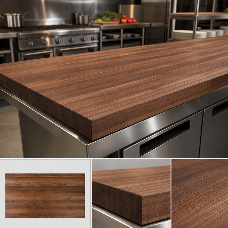 Product image #3 for John Boos Boos Block Full-Length Edge Grain American Black Walnut Kitchen Countertop, 120 x 36 x 3 Inches