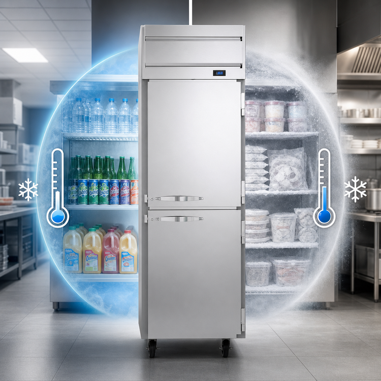 Product image #4 for Beverage-Air Cross Temp® Full-Height Convertible Reach-In Refrigerator/Freezer, 1-Section, 23.1 Cu. Ft., Top-Mounted Self-Contained, 2 Half Solid Doors