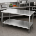 Thumbnail image #3 for Advance Tabco US-36-60 54 x 30-Inch 18-Gauge 400 Series Stainless Steel Undershelf for 60 x 36-Inch Work Tables