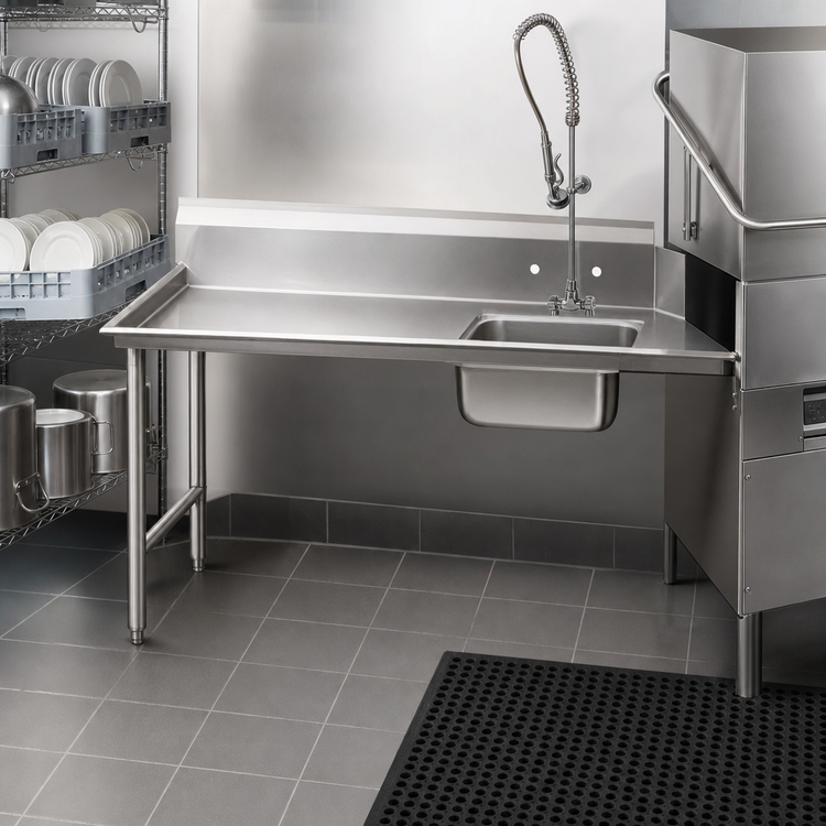 Product image #3 for Advance Tabco Left-Hand Straight Soil Dishtable with Pre-Rinse Sink, 95-Inch Wide, 304 Stainless Steel