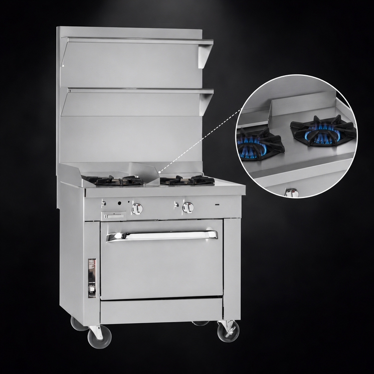 Product image #3 for Southbend Platinum Heavy Duty 36-Inch Commercial Gas Range with 2 Open Burners, 24-Inch Charbroiler and Convection Oven