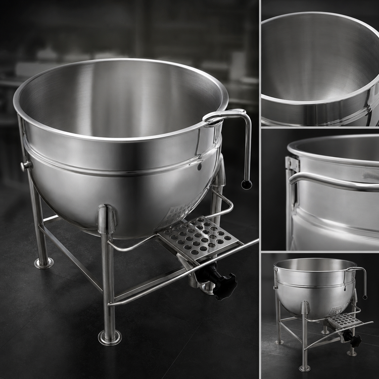 Product image #3 for Legion LS-40 40-Gallon Stationary Direct Steam Kettle with Full Jacket and 304 Stainless Steel Liner