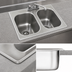 Thumbnail image #3 for Eagle Group Self-Rimming Two-Compartment Drop-In Sink with 12 x 14 x 9-1/2 Inch Bowls, Faucet and Basket Drains