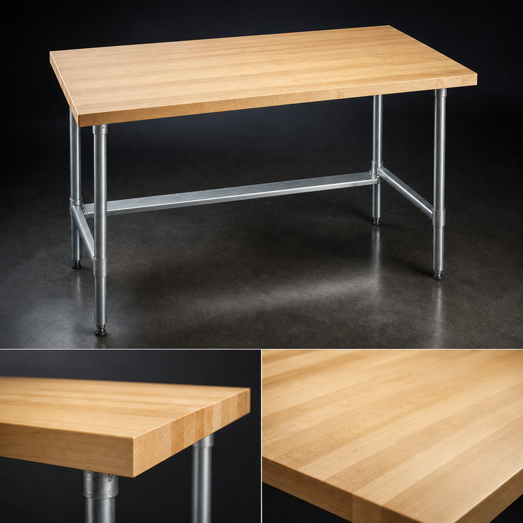 Product image #3 for Advance Tabco 96-Inch x 36-Inch Maple Top Work Table with Galvanized Base