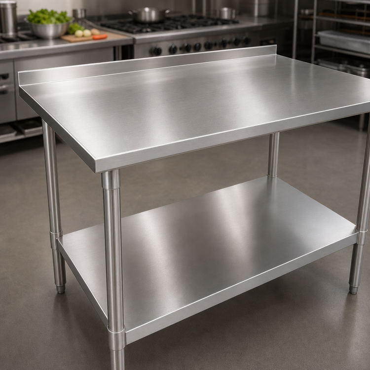 Product image #3 for John Boos Stallion 48" x 30" Stainless Steel Work Table with Rear Up-Turn and Adjustable Undershelf