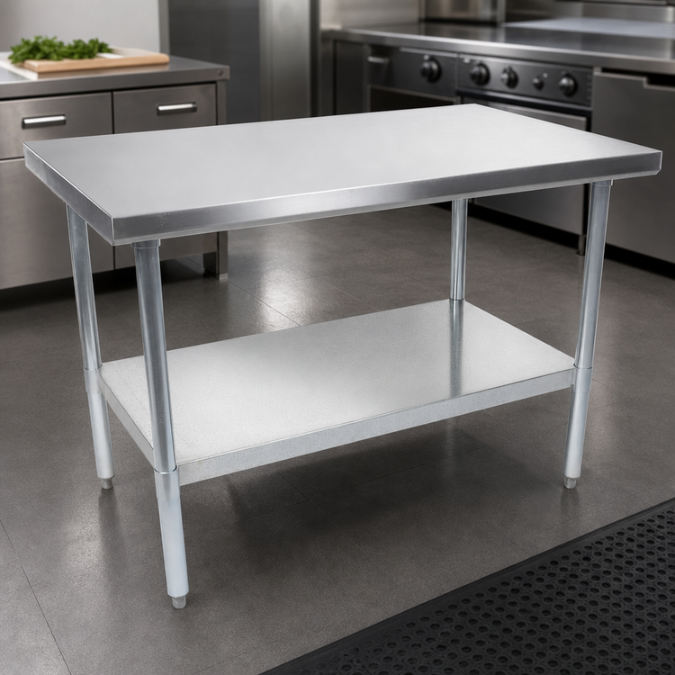 Product image #3 for John Boos Stallion 72-Inch x 18-Inch Economy Stainless Steel Flat Top Work Table with Galvanized Base and Undershelf