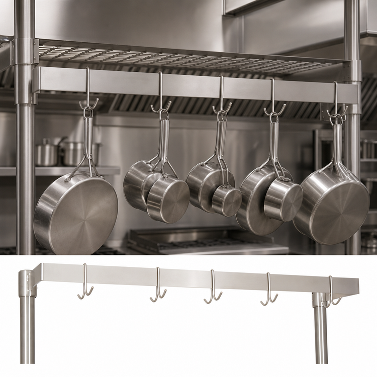 Product image #3 for 60-Inch Add-On Pot Rack Bar with 10 Stainless Steel Double Hooks