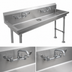 Thumbnail image #3 for John Boos Freestanding Multi-Station Hand Wash Sink, 40 x 19-5/8 Inch, 2 Sets of 4-Inch Faucet Holes