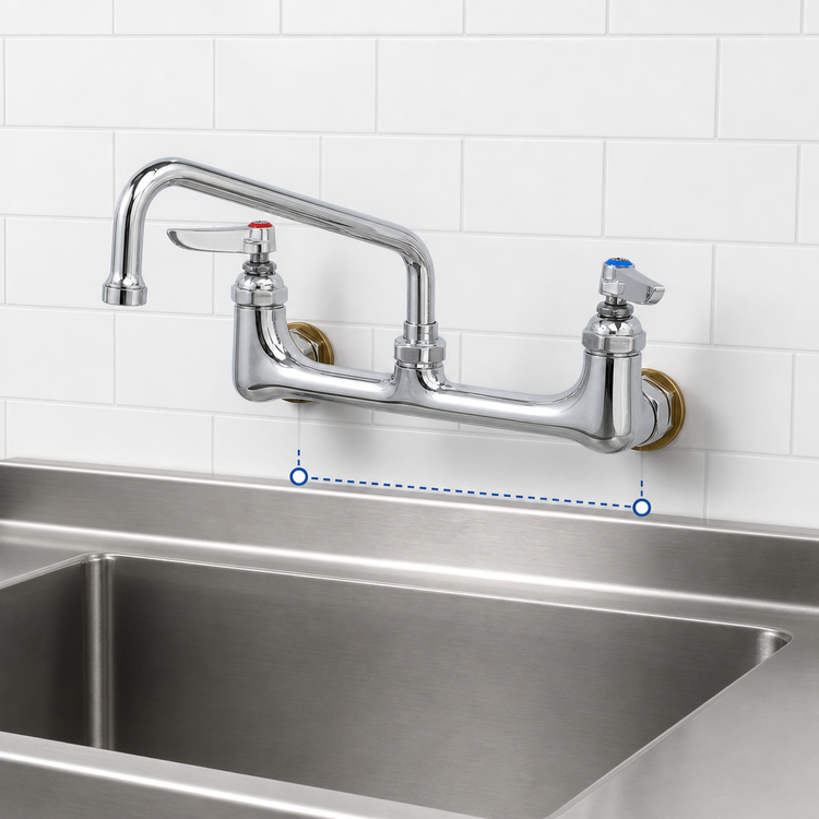 Product image #3 for T&S Brass Wall-Mount Sink Mixing Faucet with 6-Inch Swing Nozzle, 8-Inch Centers
