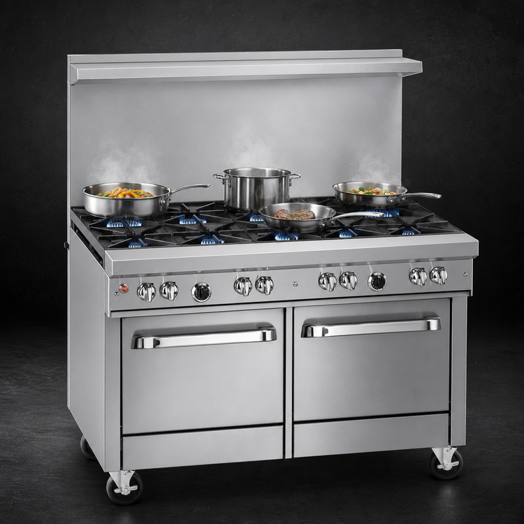 Product image #3 for Southbend Ultimate 48-Inch Commercial Gas Range with 6 Open Burners and 2 Space Saver Ovens