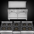 Thumbnail image #3 for 60-Inch Stainless Steel Gas Restaurant Range with 9 Open Burners and 2 Standard Ovens