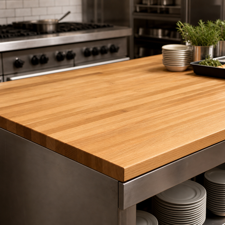 Product image #3 for Appalachian Red Oak Blended Edge Grain Island Countertop, 120 in. x 42 in. x 1.5 in., Varnique Finish