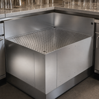 Thumbnail image #3 for Glastender, Inc. CIR-24/30R Stainless Steel 90° Inside Corner Underbar Drainboard, 24" Left x 30" Right x 24" Deep, No Legs