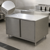 Thumbnail image #3 for BK Resources Stainless Steel Cabinet Base Work Table with Hinged Doors and 5-Inch Backsplash, 60 x 36 x 39.75 Inches