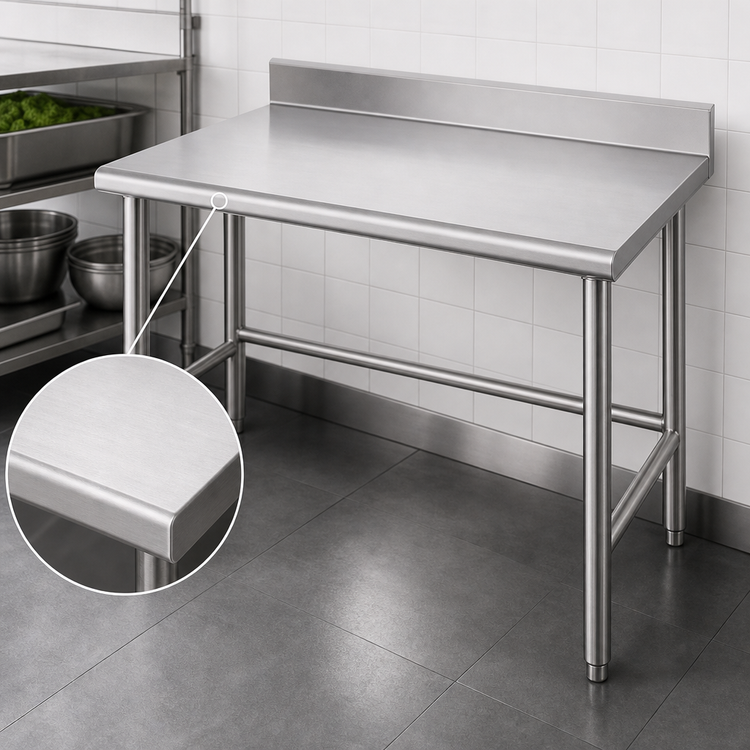 Product image #3 for Advance Tabco Corner Stainless Steel Work Table, 30 x 24 Inches, 14-Gauge 304 Top, 5-Inch Backsplash