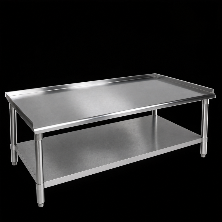 Product image #3 for John Boos 36 Inch W x 30 Inch D x 24 Inch H Stainless Steel Equipment Stand with Adjustable Undershelf and 1-1/2 Inch Up-Turn