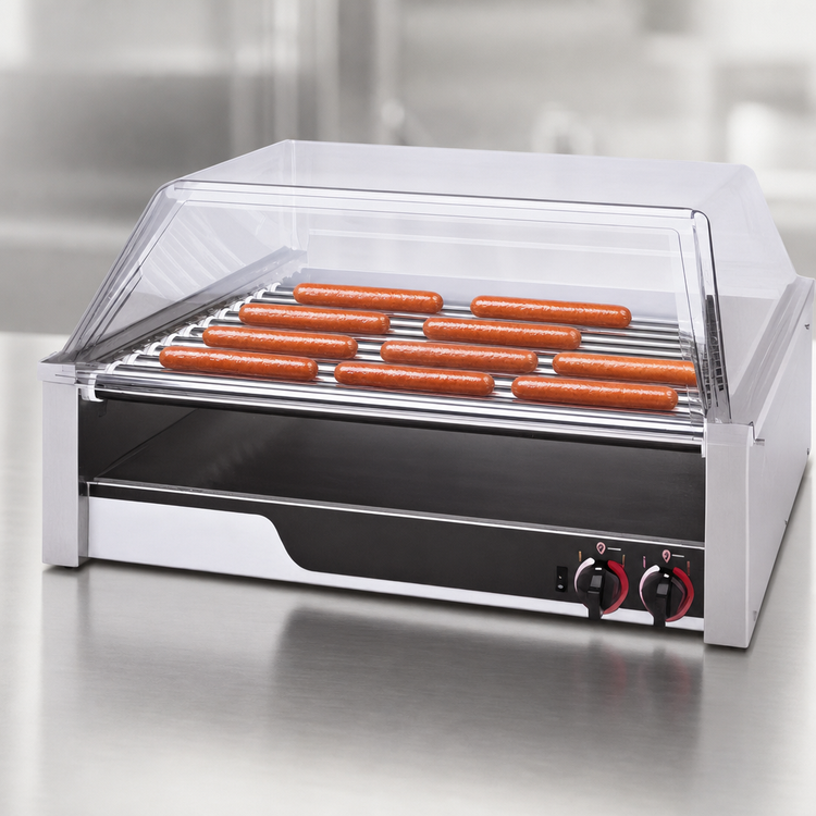Product image #3 for APW Wyott X*PERT HotRod HR-45 Flat Surface Roller Hot Dog Grill, 120V, Chrome Rollers