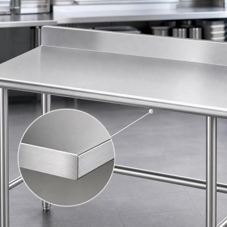 Product image #3 for Advance Tabco 144-Inch x 30-Inch 304 Stainless Steel Work Table with 5-Inch Backsplash