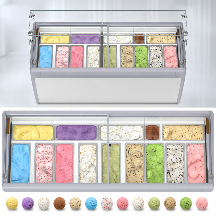 Product image #4 for KoolMore 70-Inch Gelato Dipping Cabinet Display Freezer with Sliding Glass Doors and Sneeze Guard, 20 Cu. Ft.