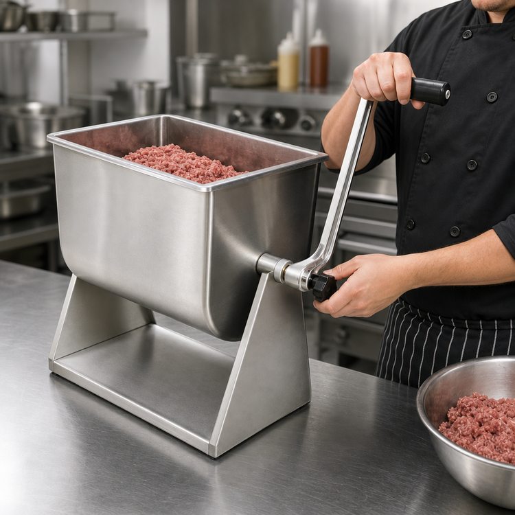 Product image #3 for Omcan USA Manual Tilting Stainless Steel Meat Mixer, 17 lb Working Capacity