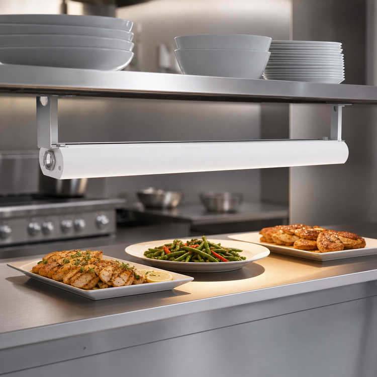 Product image #3 for Vollrath Single 84-Inch Low Profile Unlighted Strip Heat Lamp, Aluminum Housing, White Hammer Powder Coat, 208V