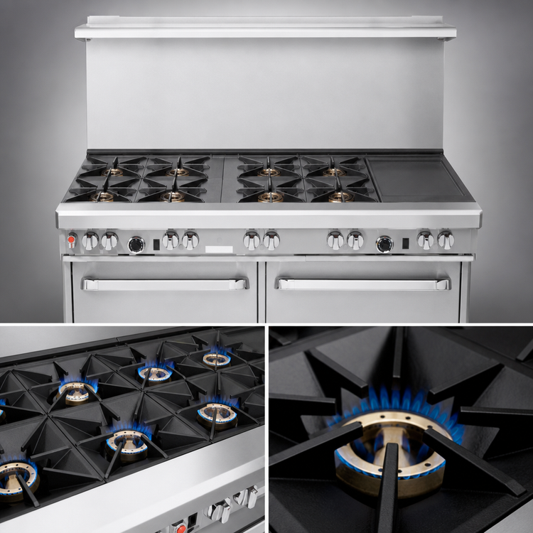 Product image #3 for Southbend Ultimate 60-Inch Commercial Gas Restaurant Range with 5 Burners, 24-Inch Griddle, Convection Oven and Cabinet Base