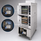 Thumbnail image #3 for Cleveland Range Gemini 24CGA6.2S Floor Model 2-Compartment Gas Pressureless Steamer, Twin Independent Generators, 6-Pan Capacity
