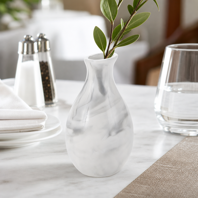 Product image #4 for American Metalcraft White Marble Ceramic Bud Vase, Jug Shape, 2 1/8-Inch Dia. x 3 7/8-Inch H
