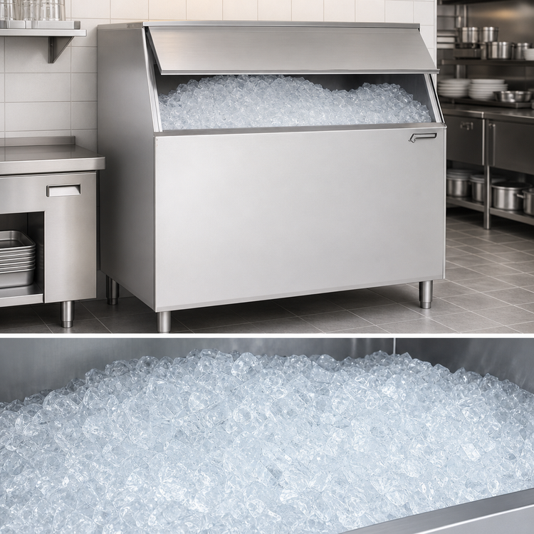 Product image #3 for Follett 48-Inch Wide Slope Front Ice Bin, 950 lb Storage, Stainless Steel Exterior