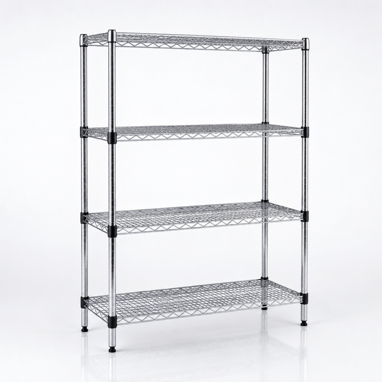 Product image #3 for Add-A-Shelf 4-Tier Chrome Wire Shelving Starter Unit, 48W x 18D x 74H