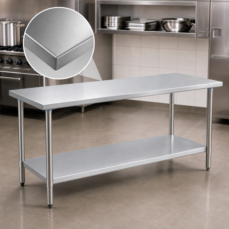 Product image #3 for Eagle Group Budget Series 72-Inch x 24-Inch 430 Stainless Steel Work Table with Adjustable Undershelf