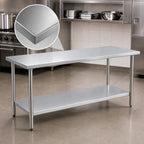 Thumbnail image #3 for Eagle Group Budget Series T2472SB 72-Inch x 24-Inch 430 Stainless Steel Work Table with Rolled Edges and Adjustable Undershelf