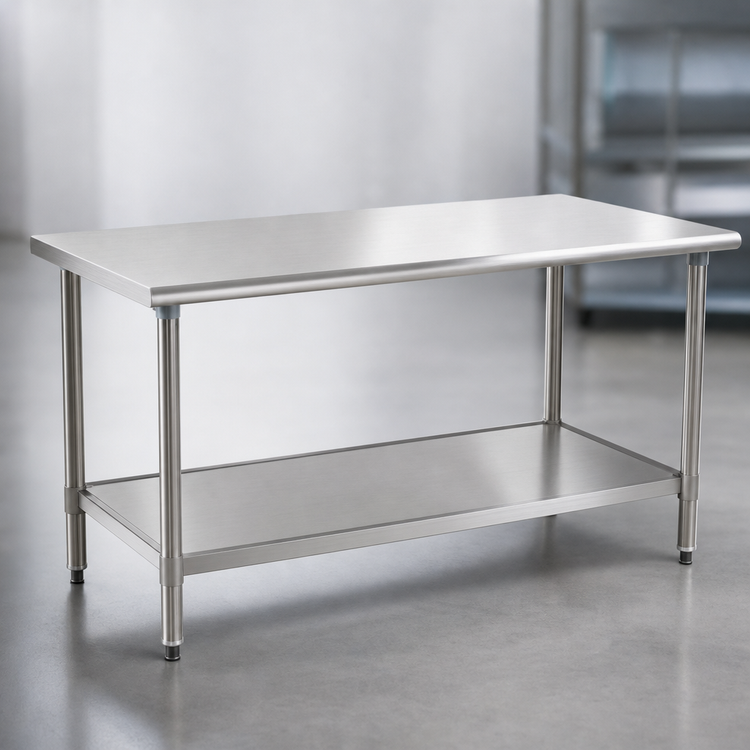 Product image #3 for Eagle Group Budget Series 30 x 30 Inch Corner Work Table with 430 Stainless Steel Top and Adjustable Undershelf