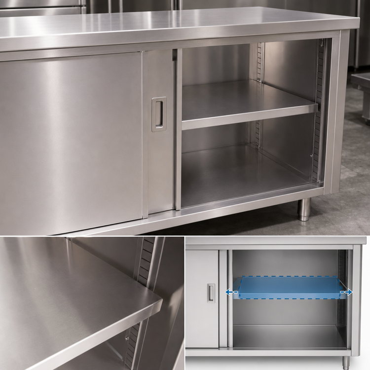 Product image #3 for BK Resources 36 x 72 Inch Stainless Steel Optional Removable Shelf for Cabinet Base Chef Tables (SHF-3672)