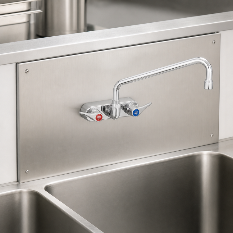 Product image #3 for T&S Brass B-1117-CR Wall-Mount Workboard Mixing Faucet, 4-Inch Centers, 10-Inch Swing Nozzle