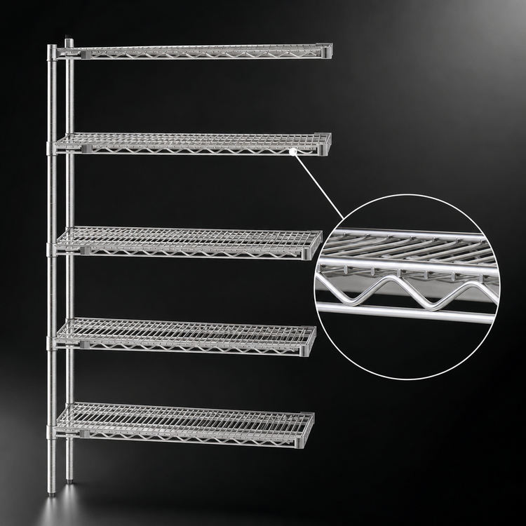 Product image #3 for Eagle Group 30 x 18 x 86 Inch 5-Tier Chrome-Plated Add-On Wire Shelving Unit with QuadTruss Design