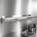Thumbnail image #3 for John Boos Stallion BHS1272PR-X 72-Inch Wall-Mounted Stainless Steel Pot Rack Shelf with 6 Hooks, 18-Gauge