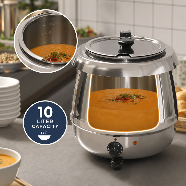 Product image #3 for Omcan 10 Liter Stainless Steel Countertop Soup Kettle, 400W, 110V