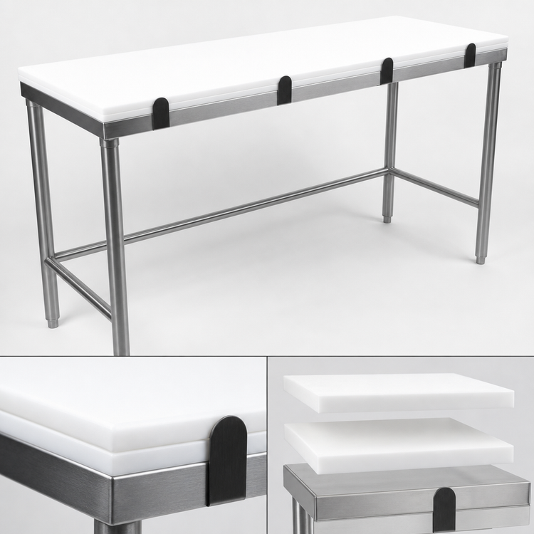 Product image #3 for John Boos 72-Inch x 24-Inch Poly Top Breaking Table with Stainless Steel Base