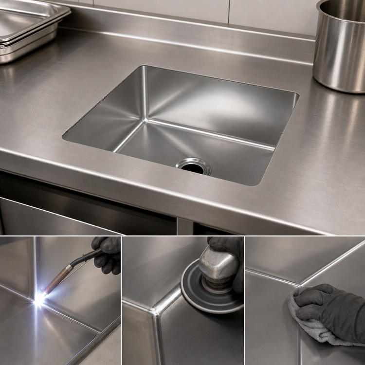 Product image #3 for John Boos 1-Compartment Weld-In Undermount Stainless Steel Sink, 14 x 16 x 12 Inches