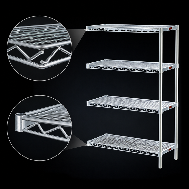 Product image #3 for Eagle Group 4-Tier Add-On Wire Shelving Unit, 30 x 21 x 74 Inches, Chrome-Plated Finish